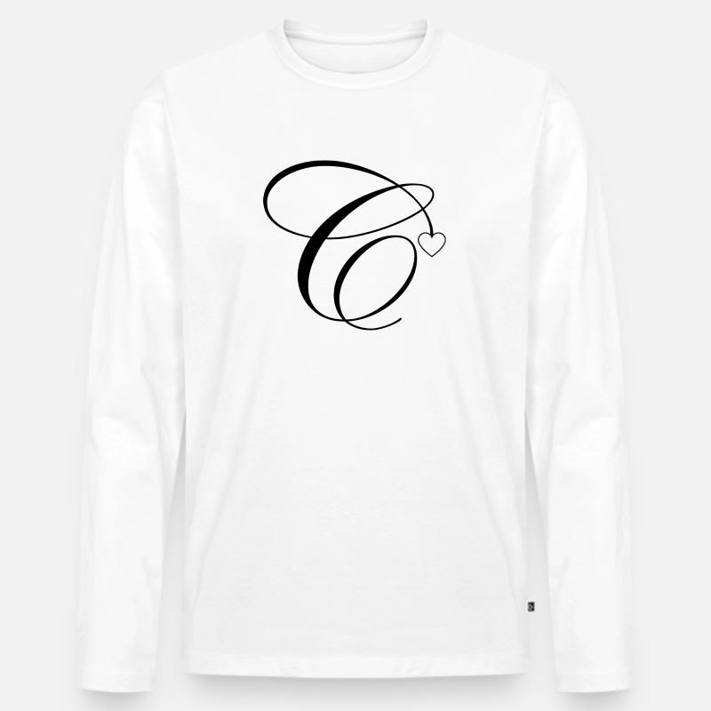 Buchstabe c Kalligraphieherz - Männer Premium Bio Langarmshirt - Weiß