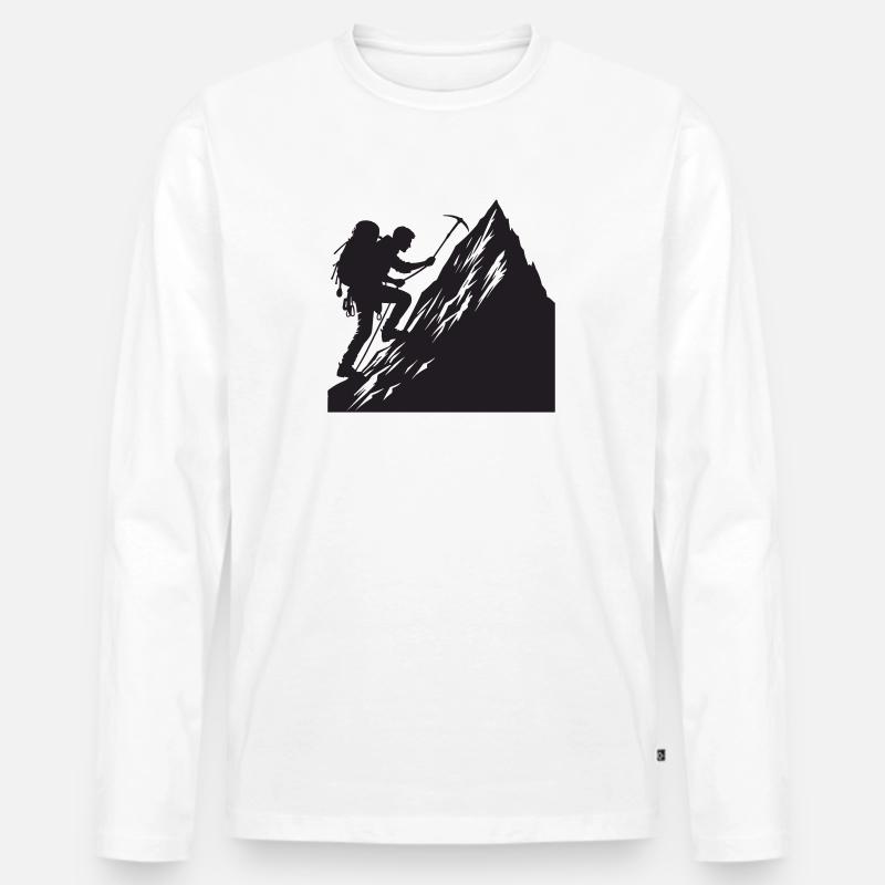 Bergsteiger - Männer Premium Bio Langarmshirt - Weiß