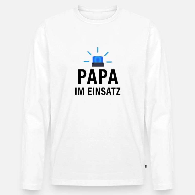 Papa im Einsatz - Männer Premium Bio Langarmshirt - Weiß