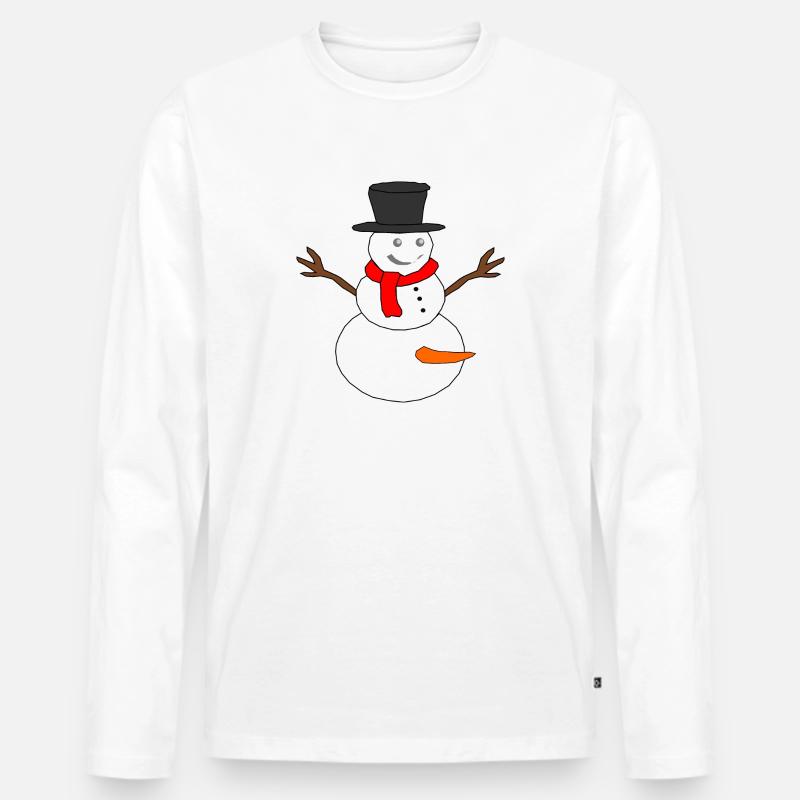 Schneemann - Männer Premium Bio Langarmshirt - Weiß