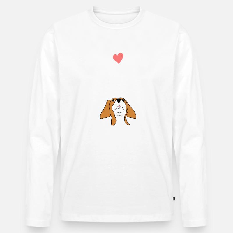 Beagle Mama Lover Geschenk Mädchen - Männer Premium Bio Langarmshirt - Weiß