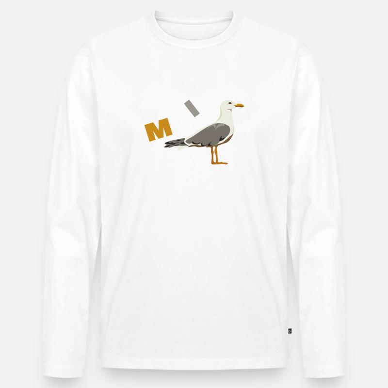 Moin mit Möwe Typisch Norddeutsches Wort - Männer Premium Bio Langarmshirt - Weiß