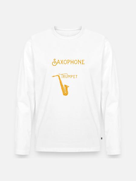 Saxofon Saxophon Musiker Band - Männer Premium Bio Langarmshirt - Weiß