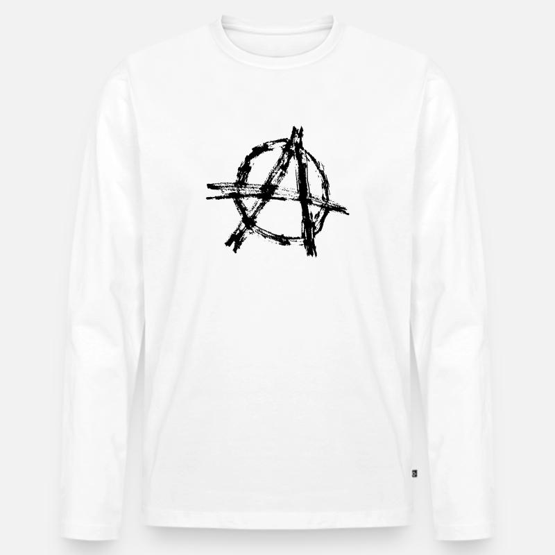 Anarchie - Männer Premium Bio Langarmshirt - Weiß