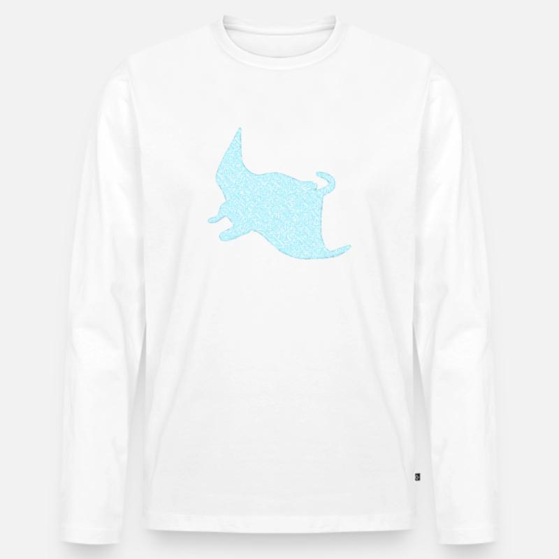 Rochen Manta - Männer Premium Bio Langarmshirt - Weiß