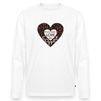 Cœur de grain de café - Tout ce dont vous avez besoin - T-shirt manches longues Premium bio Homme - blanc - Devant - Nico (187cm)