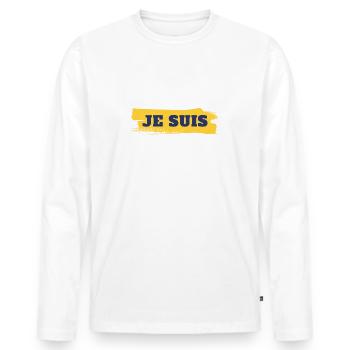 Laissez passer je suis le parrain - T-shirt manches longues Premium bio Homme - blanc - Devant - Nico (187cm)