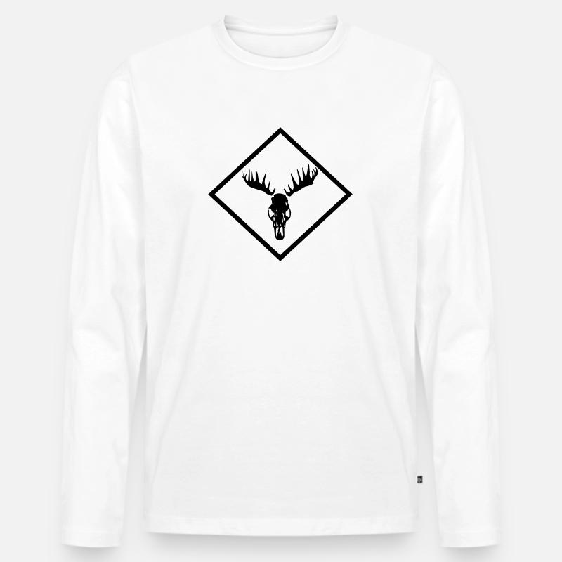 Elch-Schädel - Männer Premium Bio Langarmshirt - Weiß