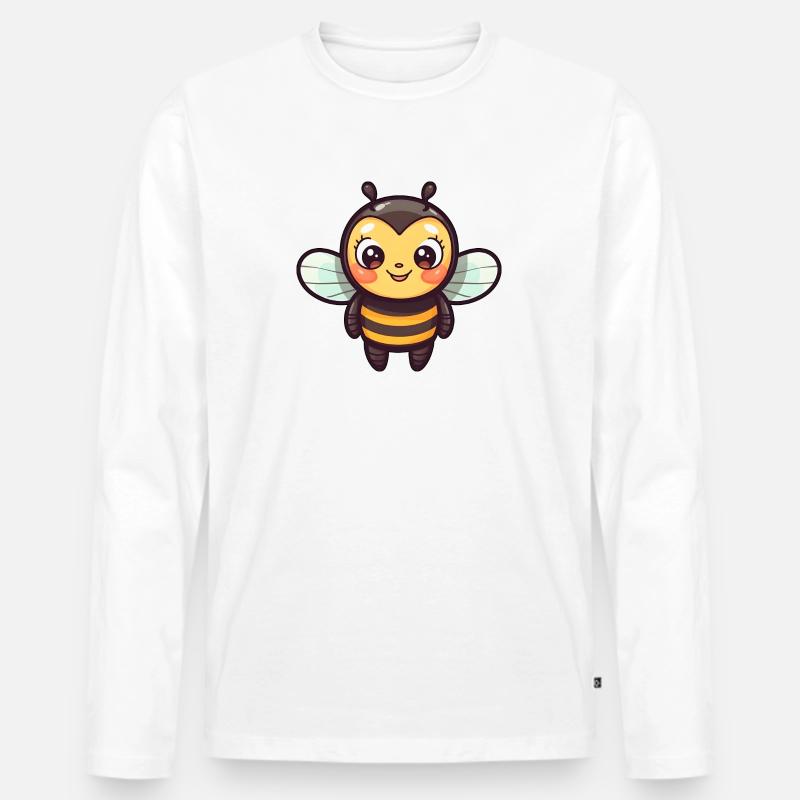 Kleine, niedliche Biene im Comic-Stil - Männer Premium Bio Langarmshirt - Weiß