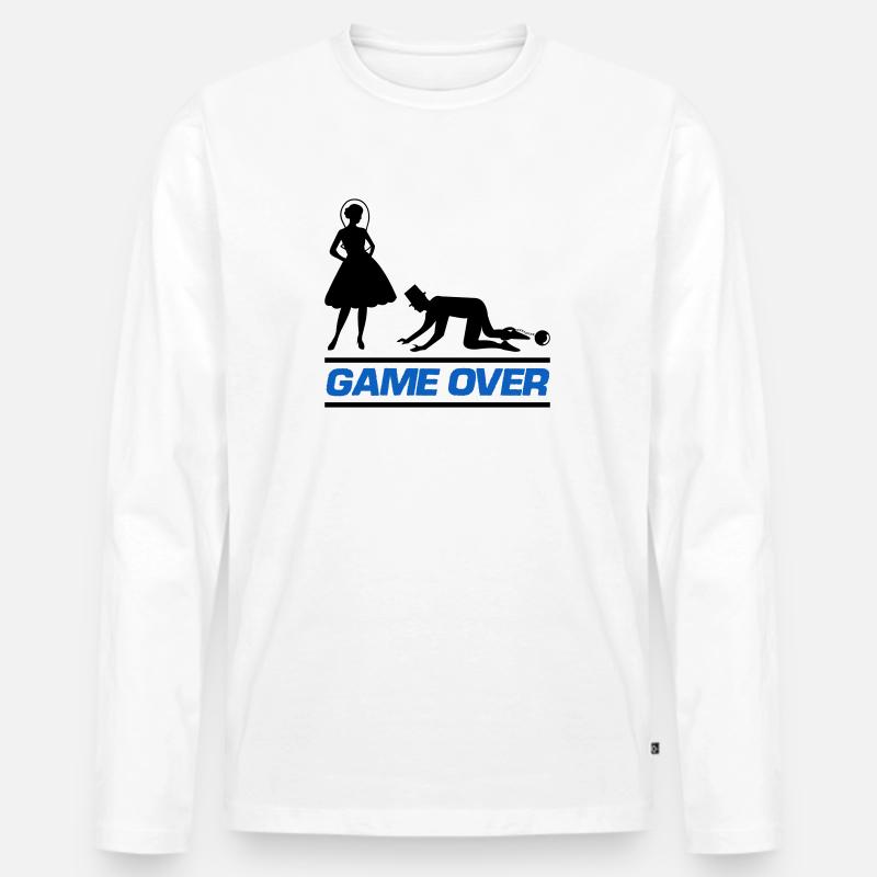 ehepaar game over - Männer Premium Bio Langarmshirt - Weiß