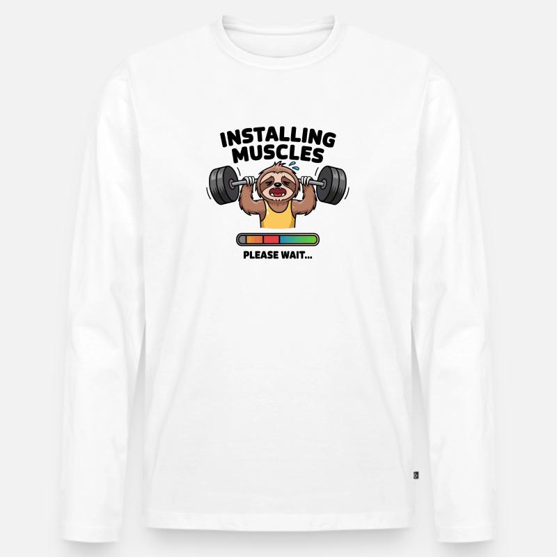 Loading Muscle Faultier - Männer Premium Bio Langarmshirt - Weiß