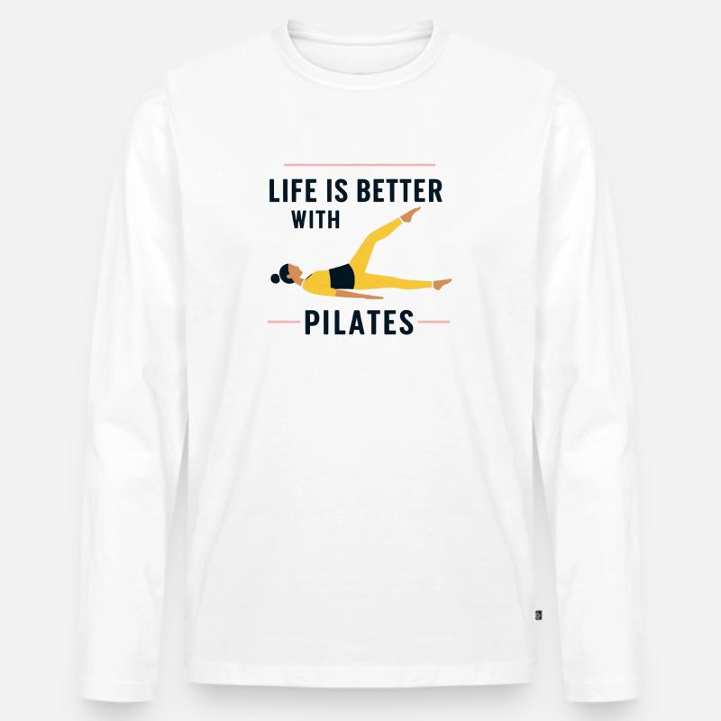 Life is better with Pilates - Männer Premium Bio Langarmshirt - Weiß