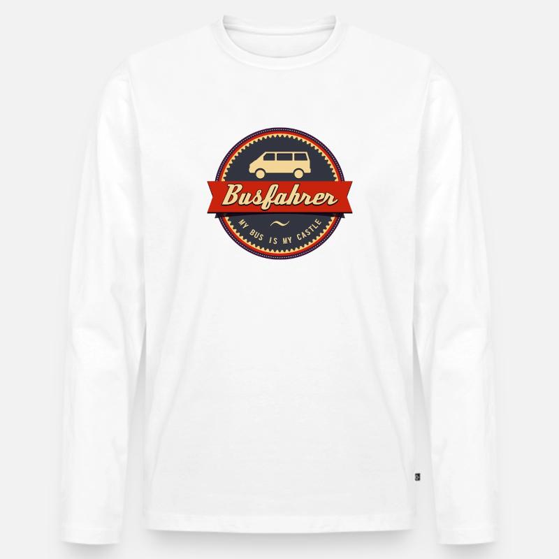 Busfahrer Retro - Männer Premium Bio Langarmshirt - Weiß