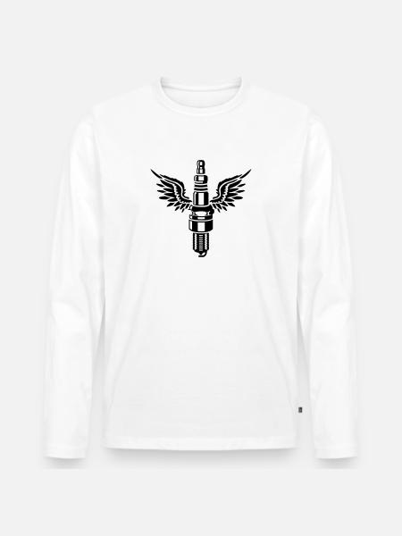 Zündkerze mit Flügeln - Motor - Auto - Werkstatt - Männer Premium Bio Langarmshirt - Weiß