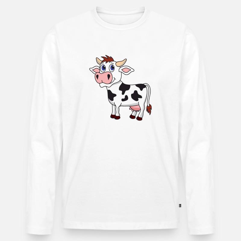 Kuh Milchkuh - Männer Premium Bio Langarmshirt - Weiß