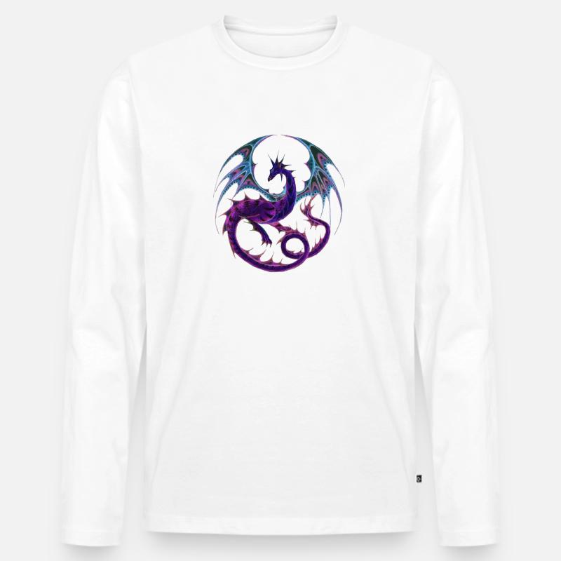Purpurdrache - Männer Premium Bio Langarmshirt - Weiß