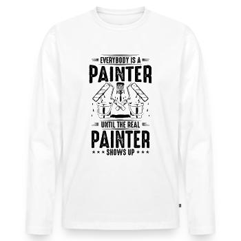 Peintre et peintre Peintre Peinture - T-shirt manches longues Premium bio Homme - blanc - Devant - Nico (187cm)