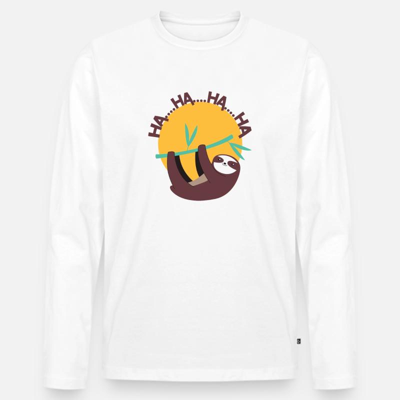 FAULTIER LACHEN - Männer Premium Bio Langarmshirt - Weiß