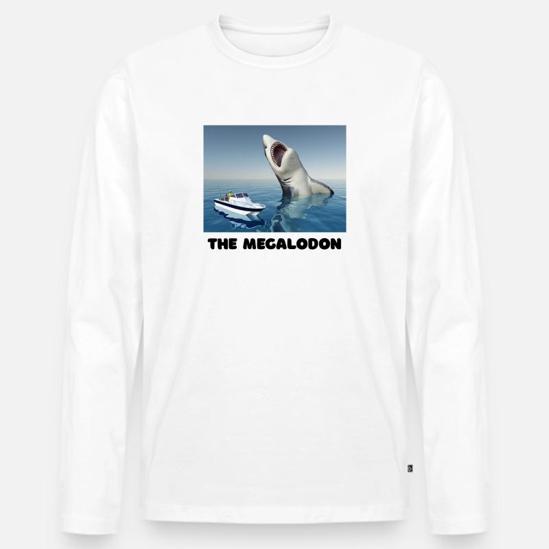 Der Megalodon Hai - Männer Premium Bio Langarmshirt - Weiß