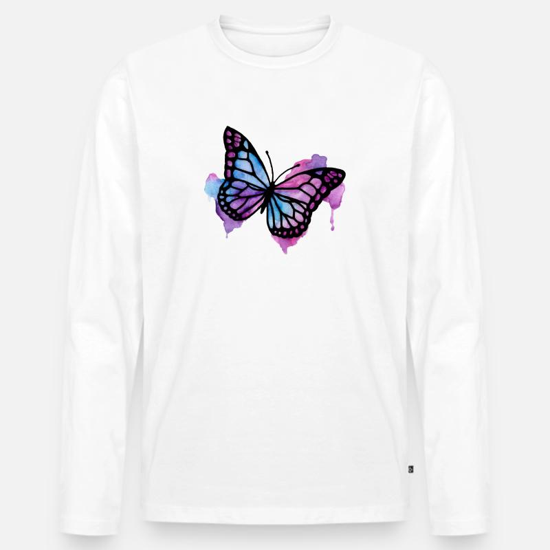 Schmetterling - Männer Premium Bio Langarmshirt - Weiß