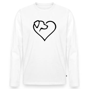 Hundeherz - Farbwechsel - Männer Premium Bio Langarmshirt - Weiß - Vorne - Nico (187cm)