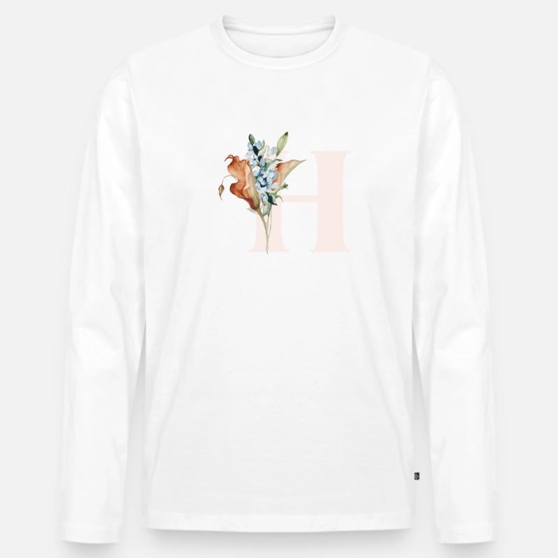 H - Männer Premium Bio Langarmshirt - Weiß