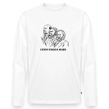 marx engels Lénine têtes statues communisme faucille - T-shirt manches longues Premium bio Homme - blanc - Devant - Nico (187cm)