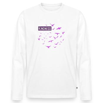 Freundlichkeit ist eine Sprache.. Mark Twain Freundlichkeit Zitat - Männer Premium Bio Langarmshirt - Weiß - Vorne - Nico (187cm)