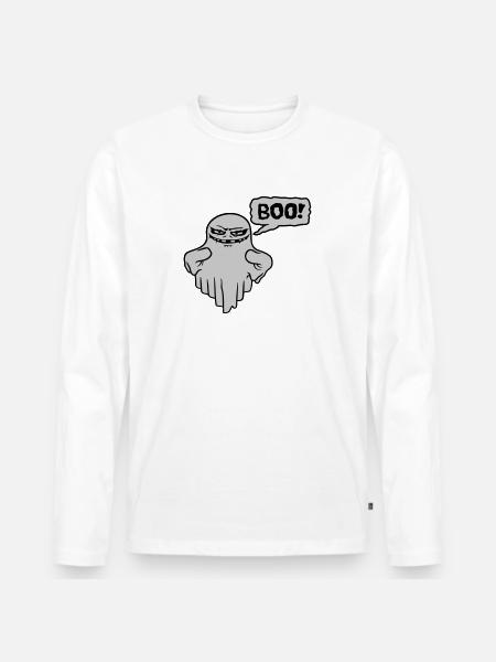 Boo Speech Bubble Evil Spirit - Men's Premium Organic Long Sleeve Shirt - white