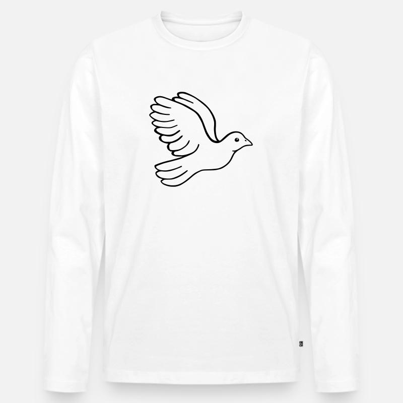 Taube - Männer Premium Bio Langarmshirt - Weiß