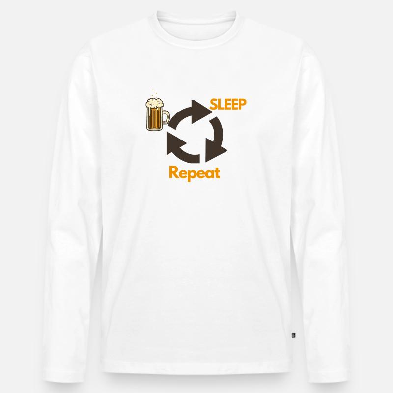 Drink ,Sleep, Repeat - Männer Premium Bio Langarmshirt - Weiß