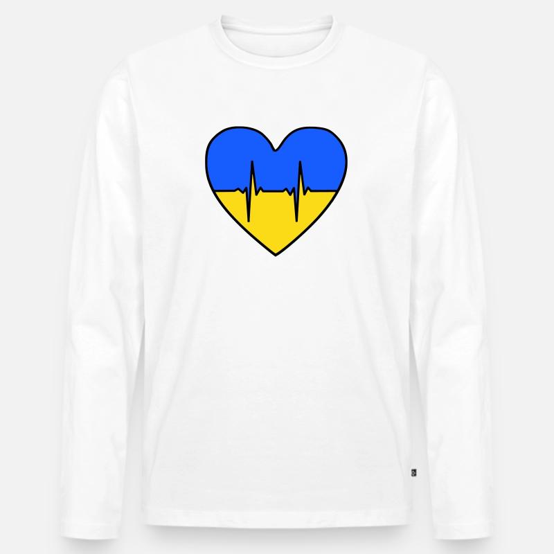 Ukraine Herz - Männer Premium Bio Langarmshirt - Weiß