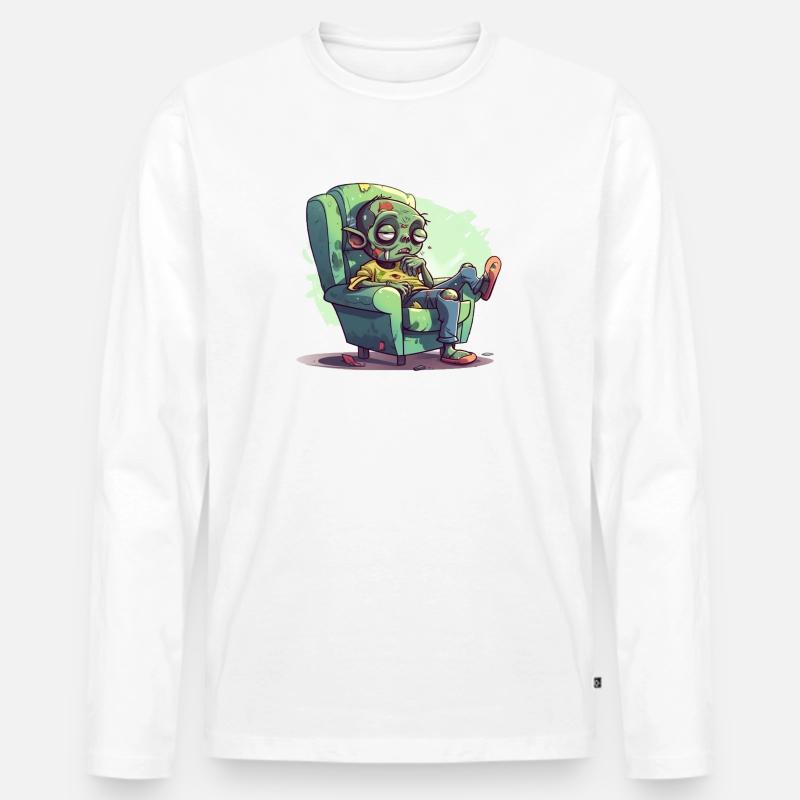 Zombie-Entspannung: Eine Pause von der Apokalypse - Männer Premium Bio Langarmshirt - Weiß