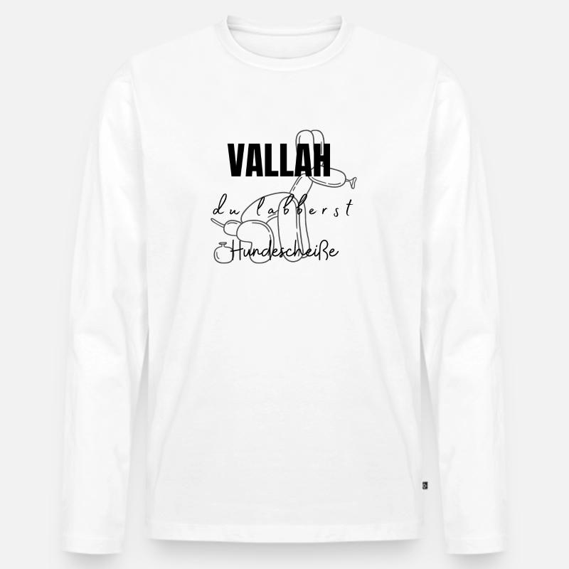 Vallah du labberst Hundescheiße - Männer Premium Bio Langarmshirt - Weiß