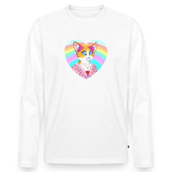 Chaton d'été - T-shirt manches longues Premium bio Homme - blanc - Devant - Nico (187cm)