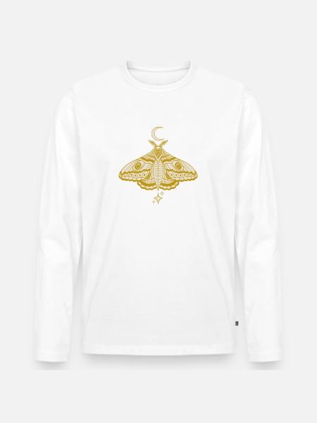 Witchy Cute Celestial Moth - Men's Premium Organic Long Sleeve Shirt - white