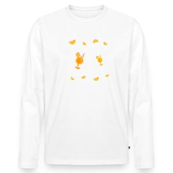 NO SPRITZ NO PARTY - Männer Premium Bio Langarmshirt - Weiß - Vorne - Nico (187cm)