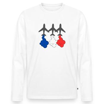 Patrouille de France, French flag - Men's Premium Organic Long Sleeve Shirt - white - Front - Nico (187cm)