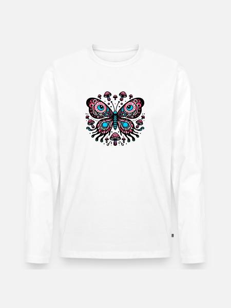 Vibrant Comic Butterfly - Men's Premium Organic Long Sleeve Shirt - white