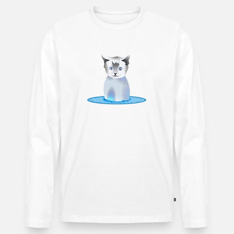 Katze - Männer Premium Bio Langarmshirt - Weiß