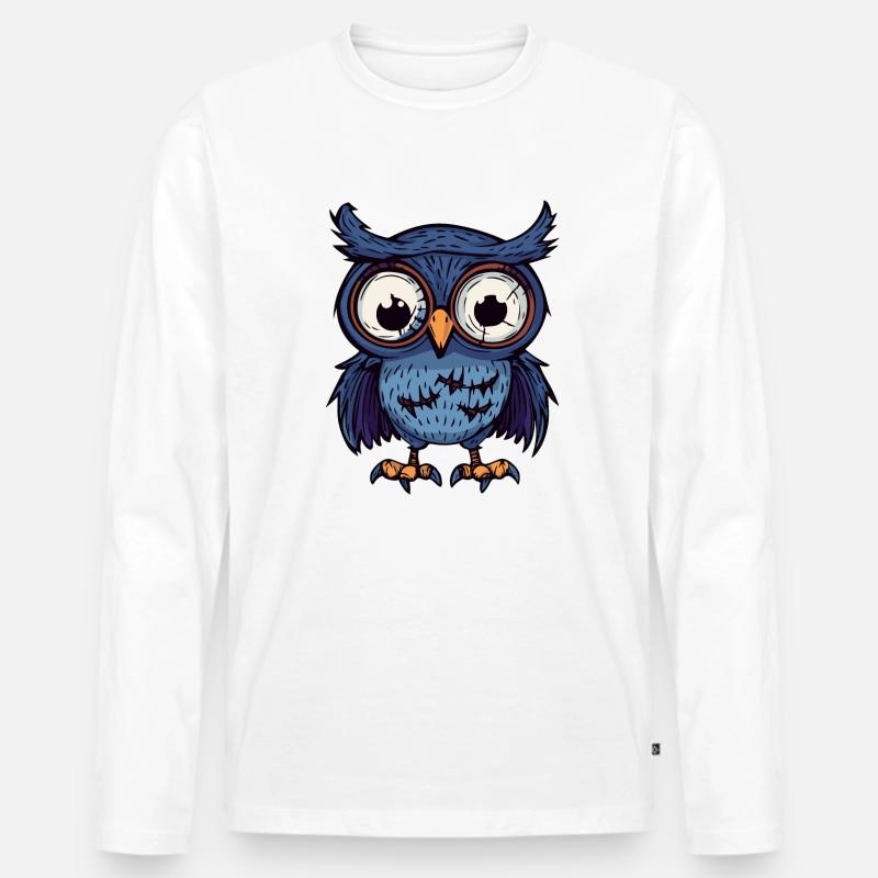 Eule Halloween Zombie - Männer Premium Bio Langarmshirt - undefined
