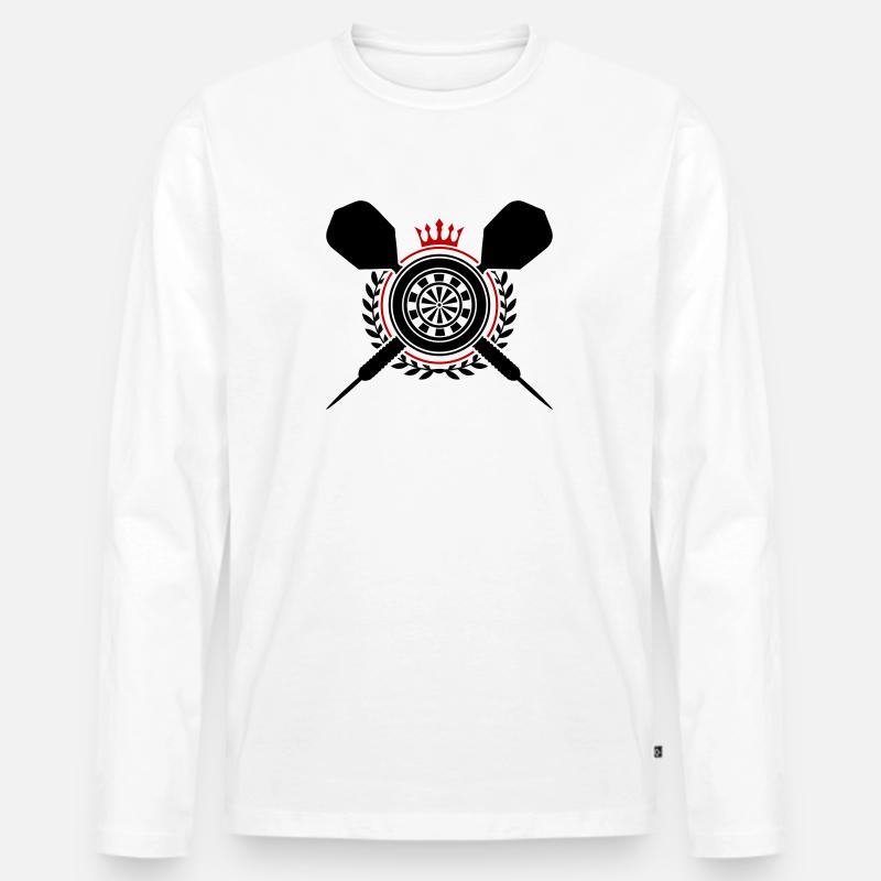 Darts Dartpfeil Dartscheibe - Männer Premium Bio Langarmshirt - Weiß