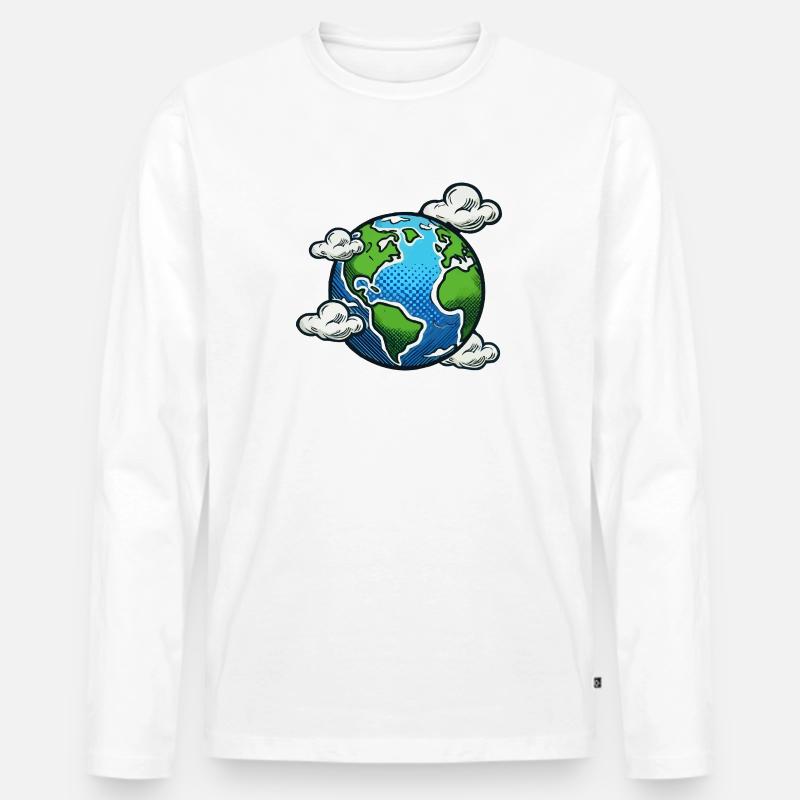erde - Männer Premium Bio Langarmshirt - Weiß