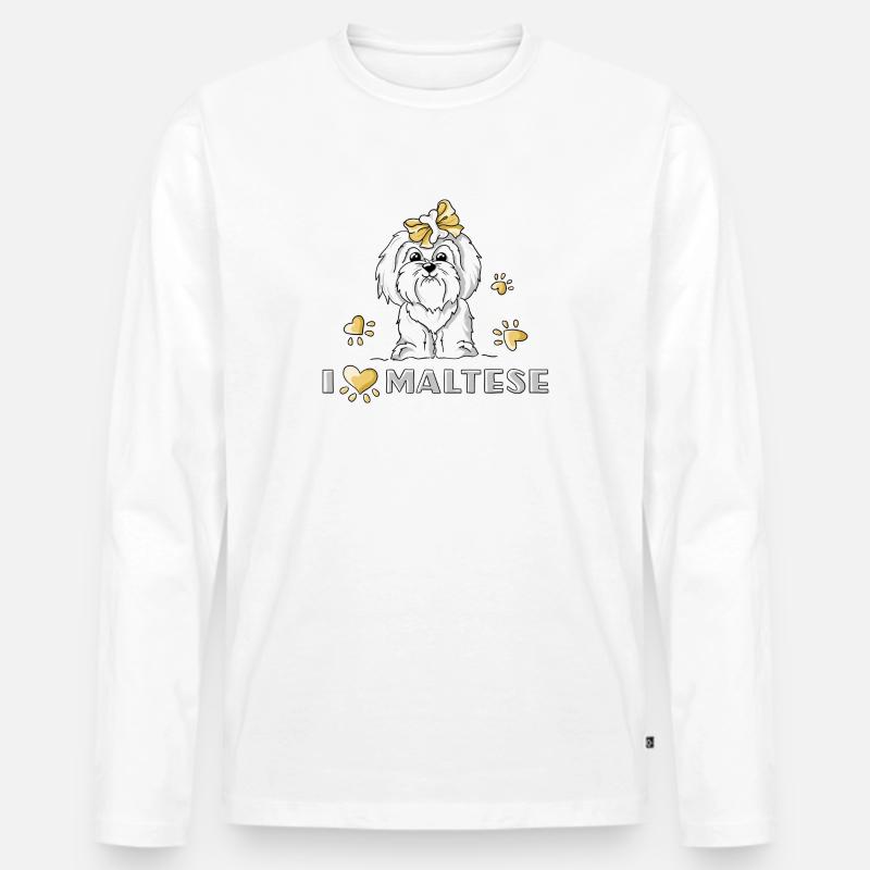 Maltesische Mädchen - Männer Premium Bio Langarmshirt - Weiß