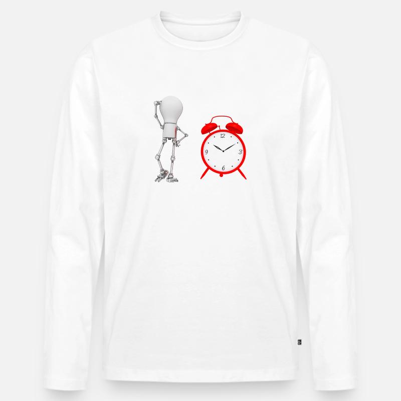 Glühbirnen Figur mit Wecker - Männer Premium Bio Langarmshirt - Weiß