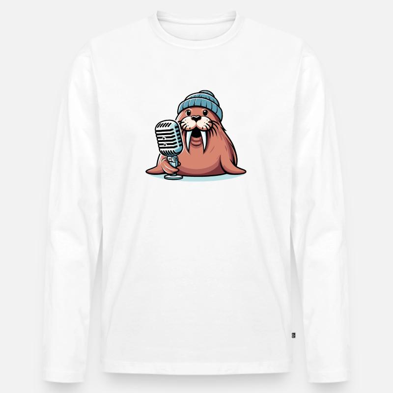 Walross On-Air - Männer Premium Bio Langarmshirt - Weiß