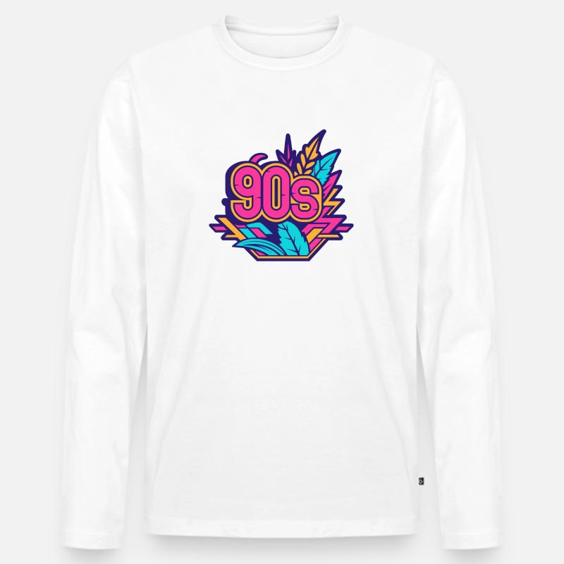 90s Logo - Männer Premium Bio Langarmshirt - Weiß