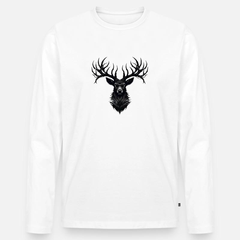 Horns of Darkness - Männer Premium Bio Langarmshirt - Weiß