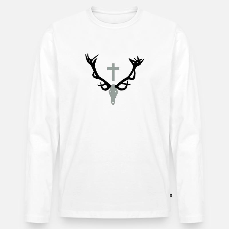 Hirschgeweih - Männer Premium Bio Langarmshirt - Weiß