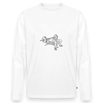 Powerlifting Bodybuilding Gymnastique de levage - T-shirt manches longues Premium bio Homme - blanc - Devant - Nico (187cm)